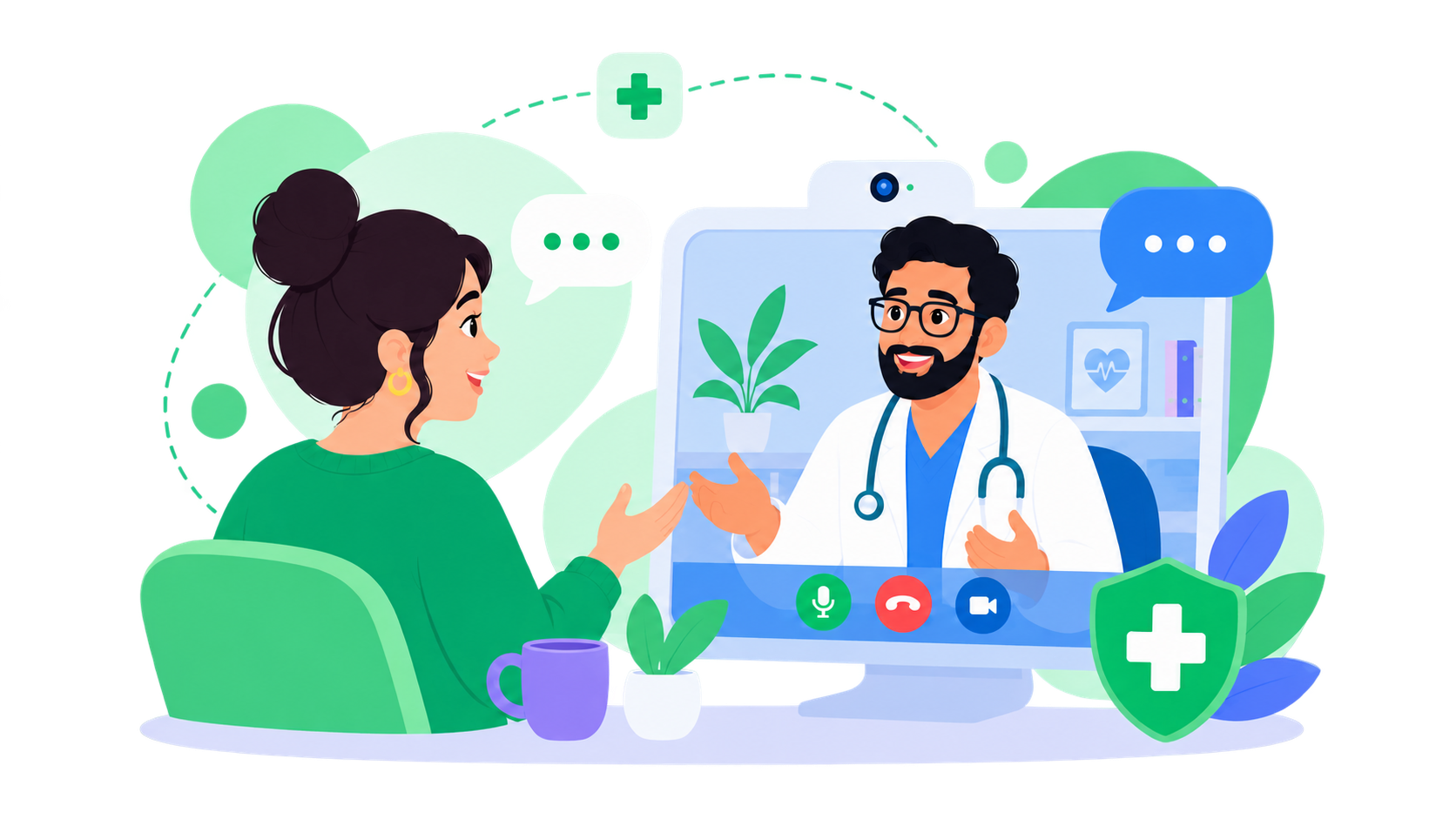 Paciente conversando por videollamada con un profesional de la salud