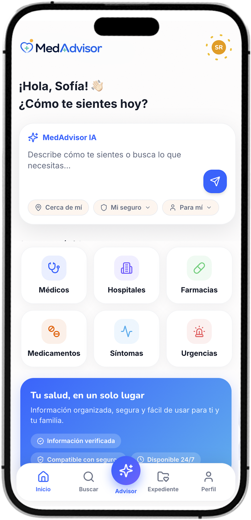 Aplicación móvil MedAdvisor